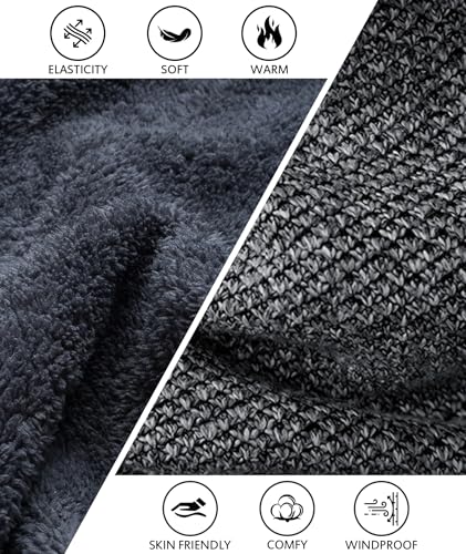 Image of LLdress Mens Knit Cardigan Sweaters Sherpa Lined Full Zip Hoodie With Pockets