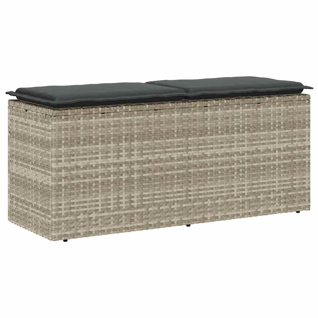 vidaXL Gartenbank mit Kissen Hellgrau 110x40x44 cm Poly Rattan, Terrassenbank, Außenbank, Garten Sitzbank, Outdoor Bank, Sitzbank, Sitzbank Terrasse