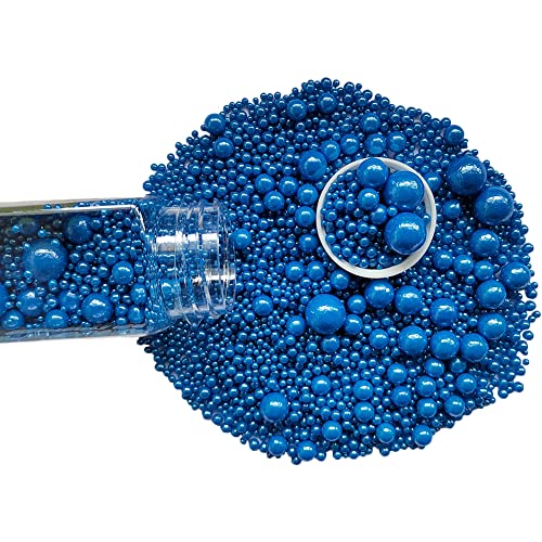 Image of Edible Royal Blue Sugar Pearls Candy Sprinkles 120G / 4.23Ounce Baking Cake Sprinkles Cupcake and Cake Topper Cookie Decorations Wedding Party Valentines Halloween Christmas Supplies