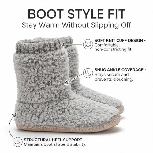 Image of Cozylook Women's Boot Slippers Warm Fuzzy Indoor Slippers Non Slip | Plush-lined ankle coverage, non slip bottoms for indoor floors, multiple US sizes, machine wash cold, do not tumble dry
