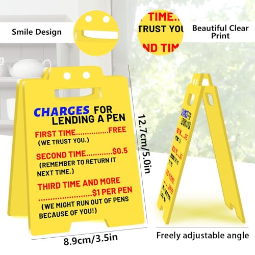 Funny Office Desk Signs - Charges for Lending a Pen Funny Reminder, Gag Cubicle Decor & Stress Relief Gift, Perfect Employee Appreciation Present for Coworker, Boss, Teacher, Secretary & Administrative Professionals Day (Charges for Lending a Pen) — view 2