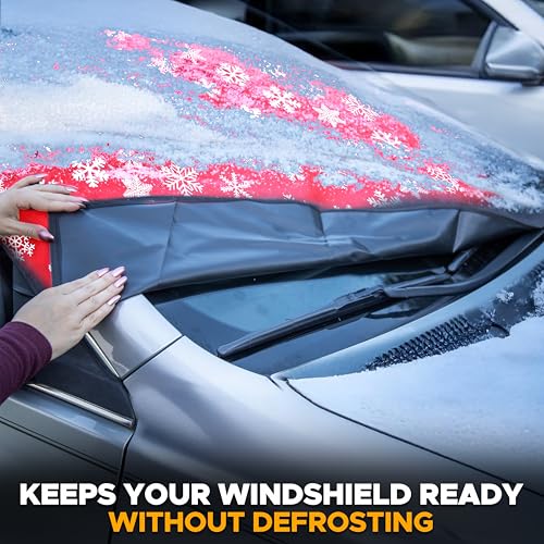Image of EcoNour Car Windshield Cover for Ice and Snow | Windshield Cover |600D Polyester Car Snow Cover |Water, Heat & Sag-Proof Christmas Car Accessories |Winter Windshield Covers |Medium 69 inchx42 inch