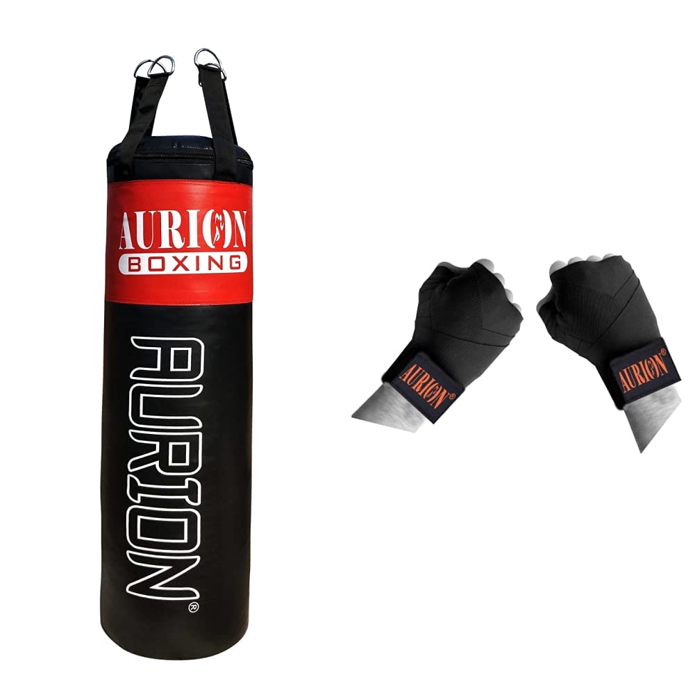 AURION 2525 Filled Punching Bag 5 FEET Strong Punching Bag Filled for Boxing MMA Sparring Punching T & Aurion 3434 Canvas Boxing Hand Wraps, 108-inch (Black/Red/Blue) Combo (B08615S6RG) Amazon Price History, Amazon Price Tracker