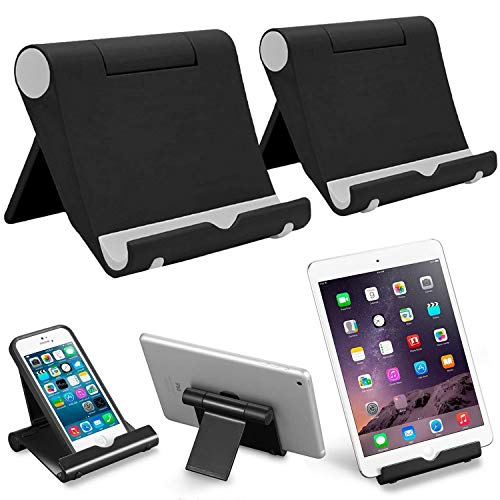 VOVIGGOL Soporte Móvil 2 Piezas, Soporte Teléfono Móvil Mesa, Soporte Dock para Teléfono Tableta para iPhone 16 15 14 13 12 11 Pro MAX, Samsung, Huawei, Xiaomi y Smartphone, Tabletas (2Negro)
