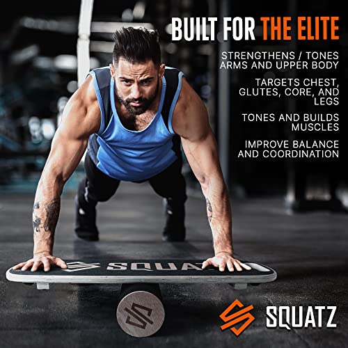 Image of SQUATZ Wooden Balance Board, Standing Desk Anti Fatigue Mat Exercise Equipment with Ergonomic Design and Comfortable Non-Slip Surface, Wobble Board for Skateboard, Hockey, Snowboard, Black (SQDBB-1)