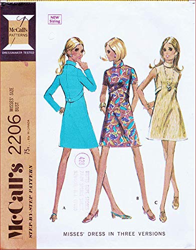 mccall's boho dress patterns McCall 2206 Misses Midi Dress, Vintage Sewing Pattern : Arts, Crafts & Sewing size:XXS 966 Pale Blue Wallis Petite 1970s mccalls inch elastic and 11/4