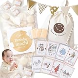 One First-birthday.jp 一升餅セット 選び取りカード 1歳 誕生日 お祝い 名入れ 小分け メモリアルカード 餅踏み 踏み餅 誕生餅 (和モダン / 9点セット)