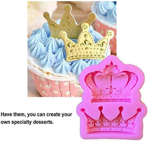 First Try Crown Fondant Candy Silicone Mold for Sugarcraft, Cake Decoration, Cupcake Topper, Crafting Projects - 2 Cavity Bows Heart Crown Decorating Mold 4