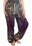 LOFBAZ Harem Pants for Women Yoga Boho Sweatpants Womens Hippie Bohemian Clothing Palazzo Beach Clothes Casual Pajama Floral 1 Purple Medium