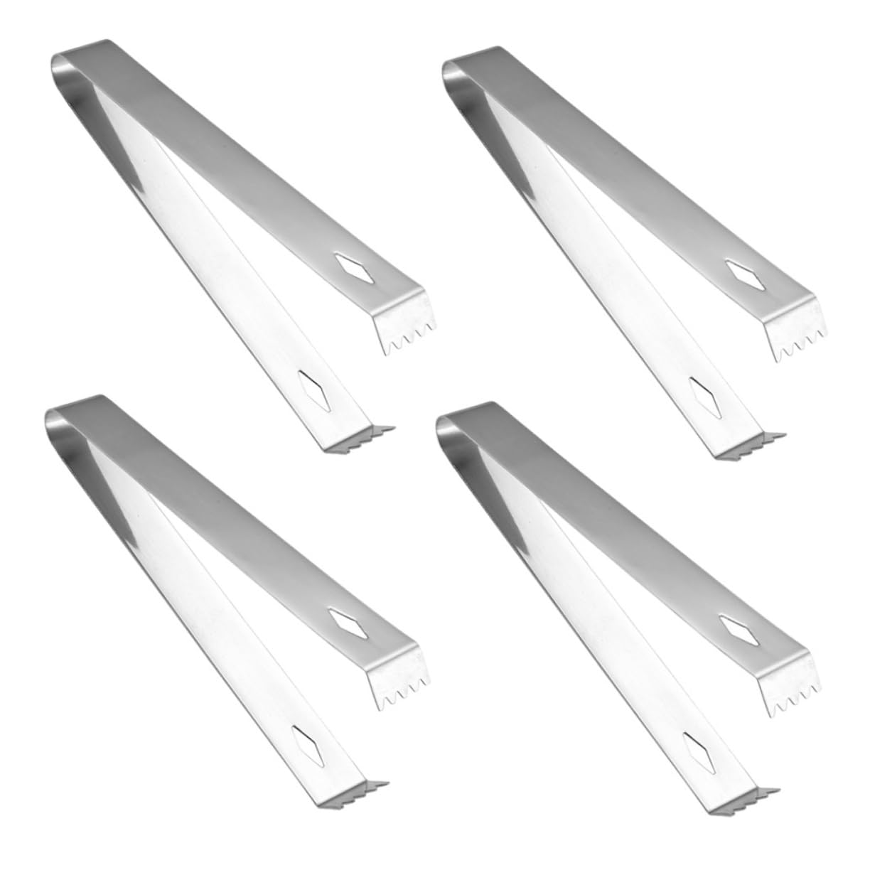 LALADEFIEE 4 Pack Ice Cube Tongs for Sugar Cubes Stainless Steel Ice Clamp Serrated Edges for Coffee Tea Breakfast