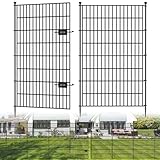 10 Panels No Dig Decorative Outdoor Garden Fence with Gate for Yard, 48 in(H) X 26.25ft(L) Animal Barrier Fencing Rustproof Metal Wire Panel Border for Dog, Rabbits, and Patio Temporary Ground Stakes
