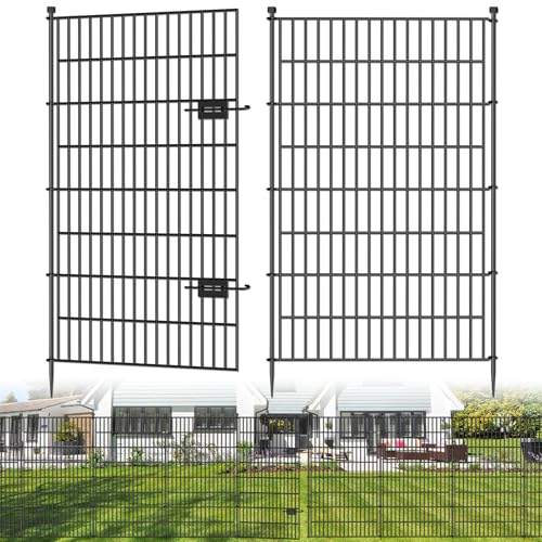 10 Panels No Dig Decorative Outdoor Garden Fence with Gate