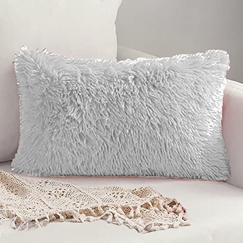 PICKKART Fur Cushion Pillow Cover- 22x16 Inches/ 55x40 CM (1 Piece) (White)-image-3