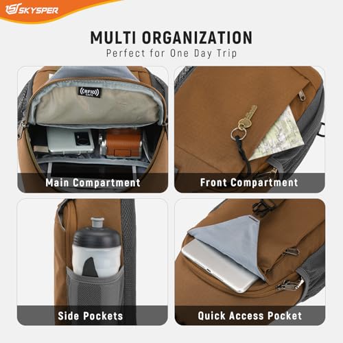 Image of SKYSPER Sling Bag RFID Cross Body Bag Recycled Crossbody Backpack Travel Daypack