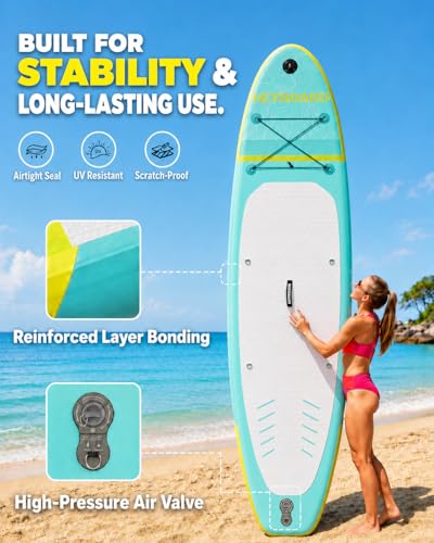Image of HEYBOARD Inflatable Stand Up Paddle Board 10'6 inchx32 inchx6 inch Standup Paddleboard with Premium SUP Accessories & Backpack, Non-Slip Deck, Waterproof Bag, Leash, Paddle, Hand Pump