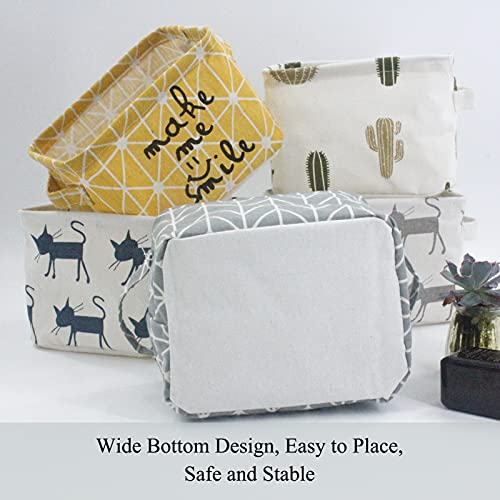 Mziart Small Foldable Canvas Storage Basket Cotton Fabric Mini Portable Storage Bin Nursery Organizer Box For Makeup Toys Shelves & Desks (Gray) #TOP5