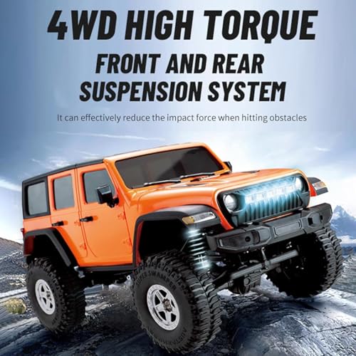 Image of RC Crawler 4WD RC Truck, D870 RC Rock Crawler, 1:18 Scale Remote Control Truck, All Terrains Off Road Climbing Car, 2.4GHz Electric Vehicle with LED Light for Adults, 2 Batteries (C8801-ORANGE)