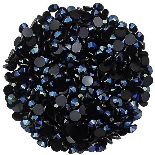 4500 Pcs SS12 3mm AB Flatback Rhinestones for Nails Art Crafts Glitter Round Shine Gems Crystals DIY Clothes Shoes Black-Bottom Ink-Blue AB
