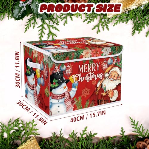 Image of Briwooody Christmas Storage Bin with Lid and Carrying Handle Christmas Foldable Storage Box Large Xmas Decorative Collapsible Container Basket for Organizing Closet Home Bedroom Gift(Santa Claus)
