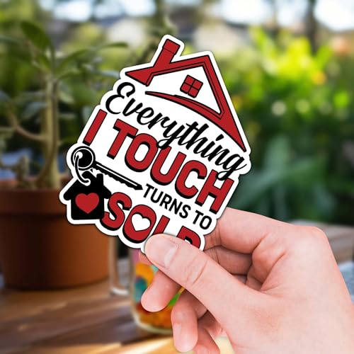Image of Real Estate Realtor Sticker 8 Pcs (Large Size) Vinyl Stickers Laptop Waterproof Decal for Car Bumper Water Bottle Notebook Luggage Window Birthday Decorations - Size 4 Inches