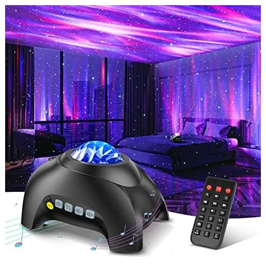 Northern Galaxy Light Aurora Projector with 33 Light Effects, LED Star Projector for Bedroom Nebula Lamp, Remote Control, White Noises, Bluetooth Speaker for Parties