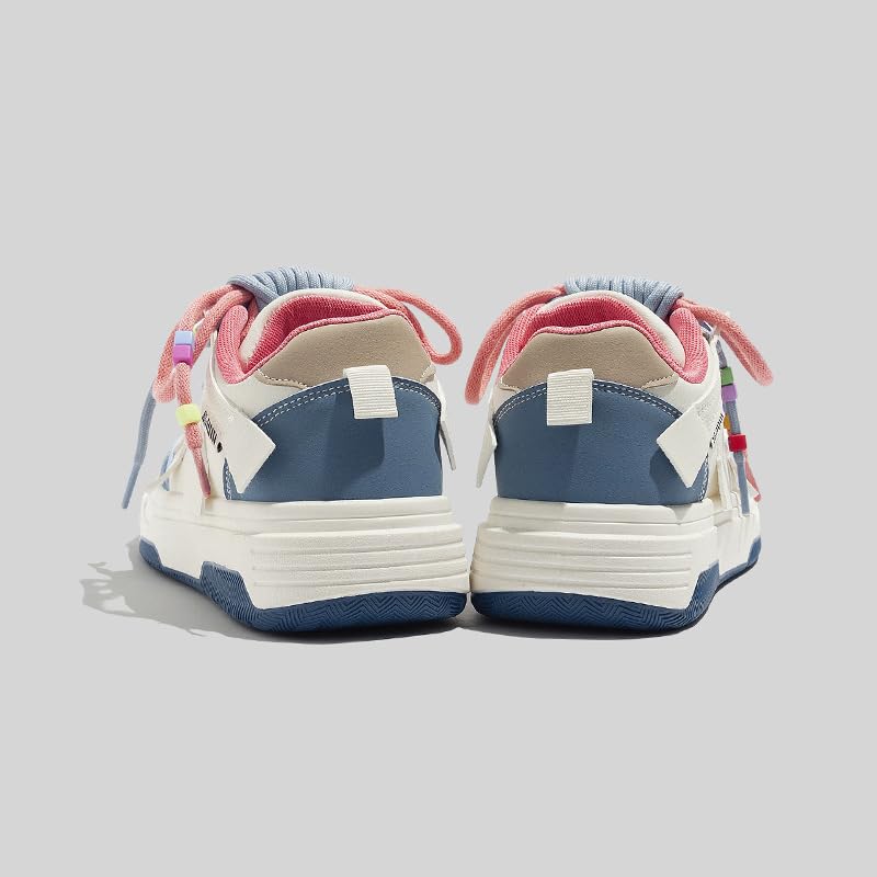 Y2K Cute Shoes Walking Sneakers for Women Chunky Pink Blue Strap Accents US 4-83