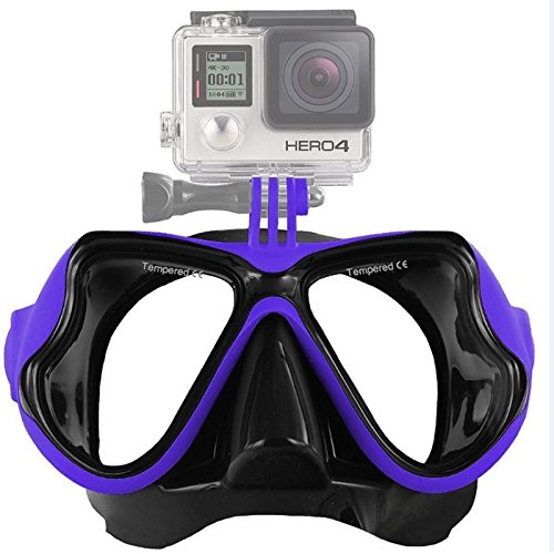 Underwater Photography Water Sports Diving Equipment Diving Mask Swimming Glasses, Suitable for New Hero /HERO6 /5 Session /4 Session etc (Color : Blue)