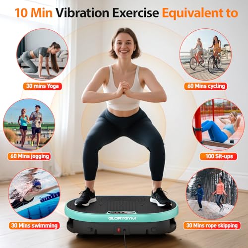 Image of Vibration Plate Exercise Machine for Body Shaker Machine & Weight Loss, Shake Plate with Resistance Bands, 120 Speed Levels, Remote Control, Full Body Workout, Compact Home Gym Equipment