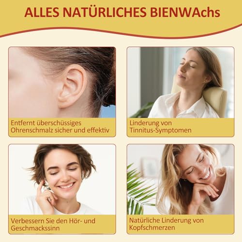 Ohrenkerzen, ohrenkerzen zur reinigung ohrenschmalz,ohrkerzen ear wax removal,ohrenschmalz entferner kerzen,ohrkerzen zur reinigung,bienenwachs 10 Stück mit 5 Schutzscheiben + 10 Wattestäbchen