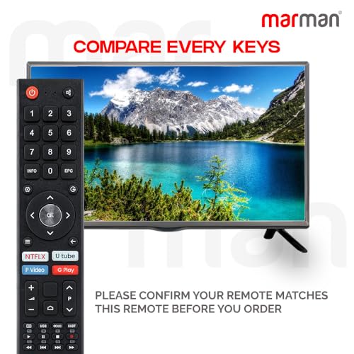 Image of marman Compatible with BPL Smart TV Remote Control Original Model 32H D5300 32H-D4301 43F-A4301 Suitable for Android HD 4k UHD LED QLED Televisions Non Voice Command with Hotkeys
