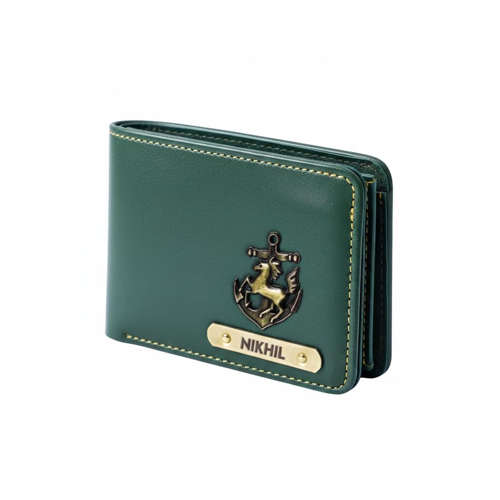 the unique gift studio Customised Men's Artificial Leather Personalized Wallet Gift for Men/Gift for Love/Gift for Husband - Green Wallet 01-picture-31