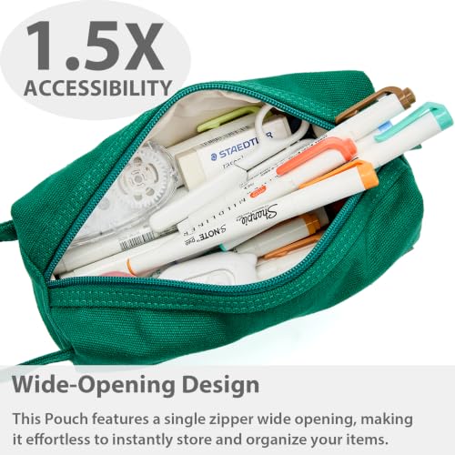 Image of SPACEMATE Pencil Case Pouch Box Bag School Supplies Girls Boys Kids, Cute Preppy Stuff Large Big Capacity Aesthetic Canvas Pen Organizer, Back to College Stationary, Green, Simple Style, 1200ml