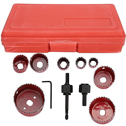 Juego de herramientas de perforación de carpintería profesional, duradero, de acero de alta velocidad, para apertura de tableros de madera y PVC, 11 Uds. (Roja)