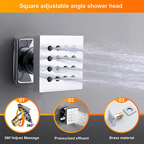 Sistema de ducha Cascada Luxury 15”x23” con música y LED, altavoces Bluetooth integrados, 4 funciones (lluvia, cascada, jets corporales y ducha de mano) acabado en oro cepillado miniatura 4