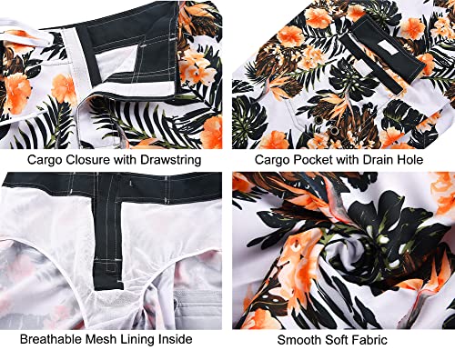 Image of unitop Men's Bathing Board Trunks Beach Shorts Holiday Hawaiian Colorful Striped