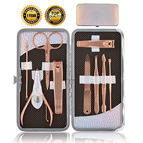 Novelle 9 Piece Rose Gold Manicure Pedicure Set Nail Grooming Kit for Women