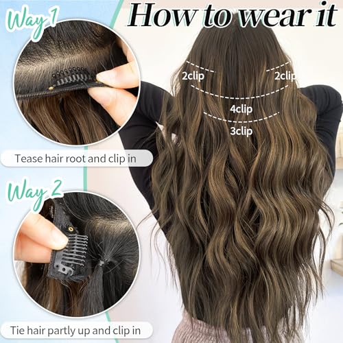 Image of KooKaStyle Hair Extensions 16 inch Balayage Chocolate Brown to Caramel Blonde