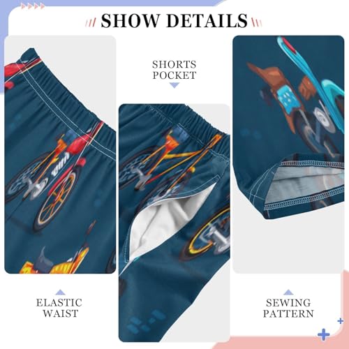 Blue Pattern Colorful Motorcycle Lounge Pajama Pants Soft PJ Bottoms for Sleepwear Ages 6-14 Years4