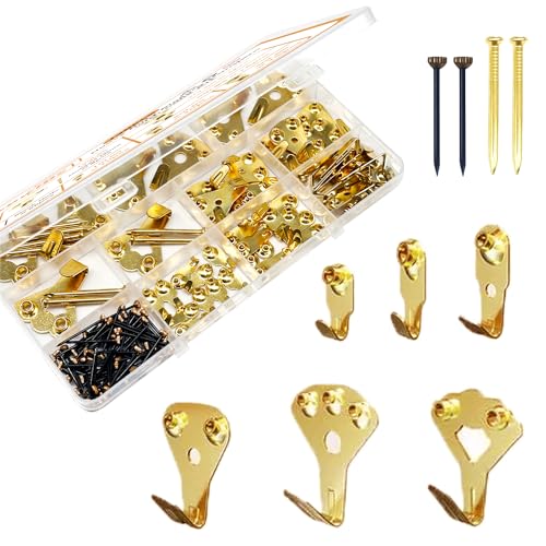 Image of 130PCS Heavy Duty Picture Hanging Kit 10-100lbs Picture Hangers Hooks for Hanging Hardware, Plaster Walls, Clock, Mirror, Painting Hooks DD001