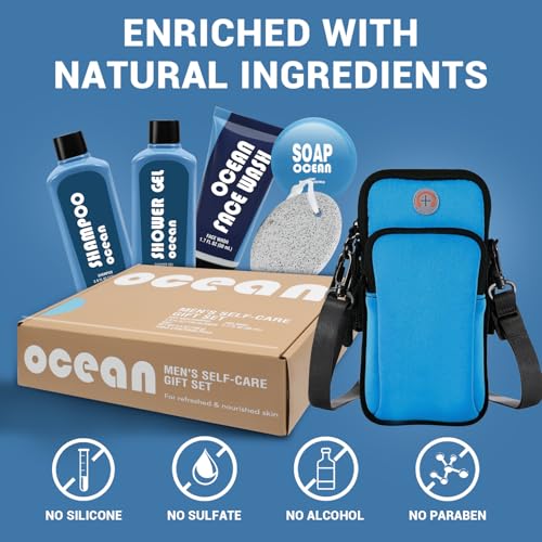 Gifts For Men 6PC Ocean Skin Care Bath Gift Sets Him Sport Active Toiletry | Gift Set For Men,Body Wash Clean,Portable Bag,Him Birthday Gifts ,Father Day Valentines,Xmas Present,Sport Mens Toiletries - Image 4