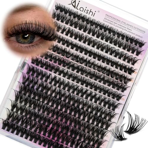 AILAISHI Set di Extension Ciglia, 280 Ciglia Finte a Ciuffetti 9-16mm, Volume 60D, Curl D Fluffy Ciglia Naturali – Per Look Drammatici