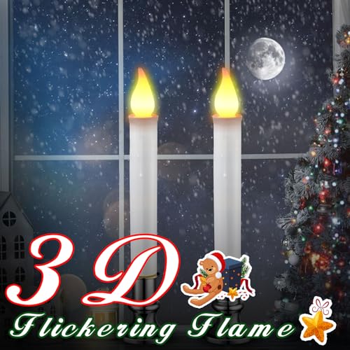 Bougies de Noël à LED avec flamme ambrée vacillante de 24 cm - 6