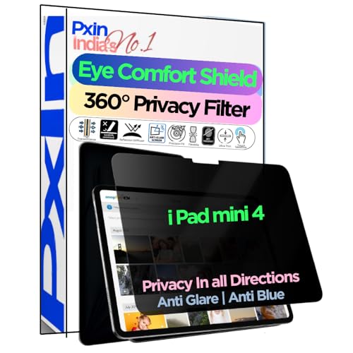 Image of PxIn Tablet Privacy Screen Guard compatible with i Pad mini 4 | No.1 | Anti Glare | Anti Blue Light | Anti UV | 4 Way Privacy Filter | 360 Privacy | Eye Protect