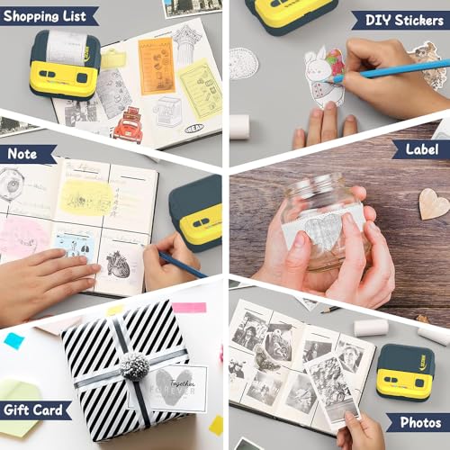 Image of SEZNIK Mini Printer, Inkless, Thermal, Bluetooth, Portable Printer, Compatible Android, iOS Mobile. 1 Year Warranty (Echo-GoldenYellow)