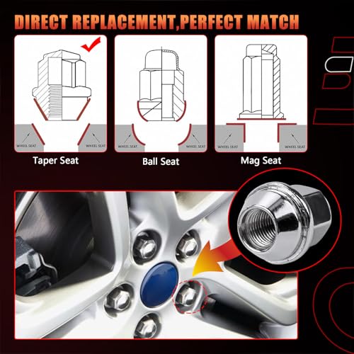Image of Wheel Lug Nut, Nut Wheel M14*1.5-13 /16 inch 21mm Hex, 36mm Length Compatible with Ford Lincoln Vehicle MKZ MKX Aviator Mustang Explorer Edge Fusion 2015-2021 Replace# 611-007 ACPZ-1012-M (20pcs)