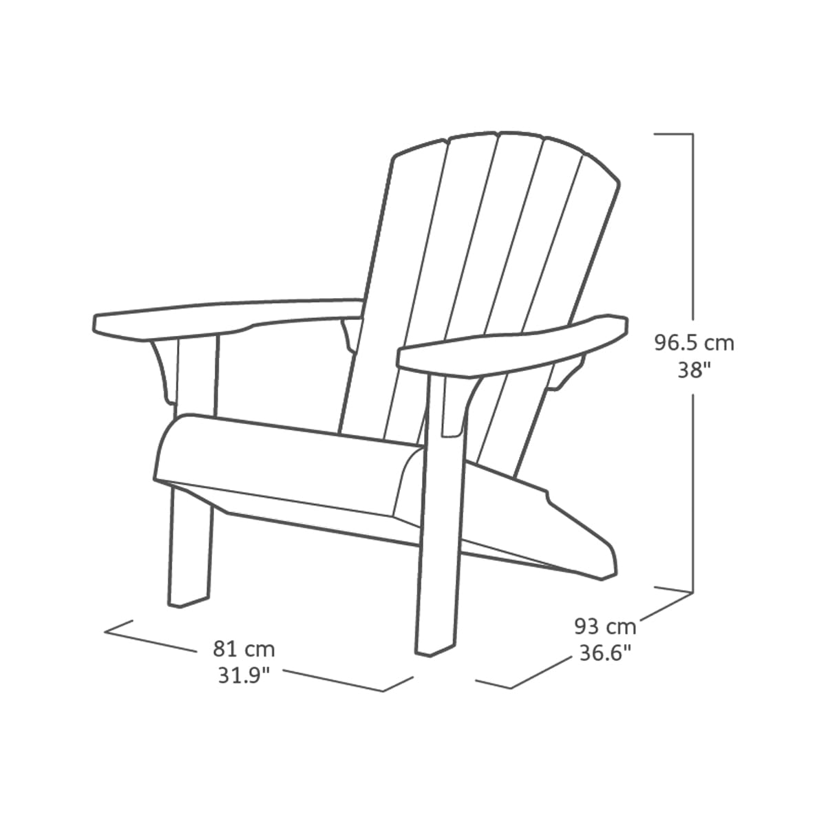 Keter Fauteuil de Jardin Adirondack - Lot de 2 - Blanc