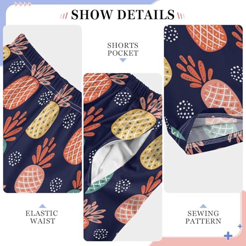 ZZXXB Colorful Pineapple Pattern Boys Long Pants Soft Trousers Elastic Waist Kids Lounge Bottoms with Pockets S-XL4