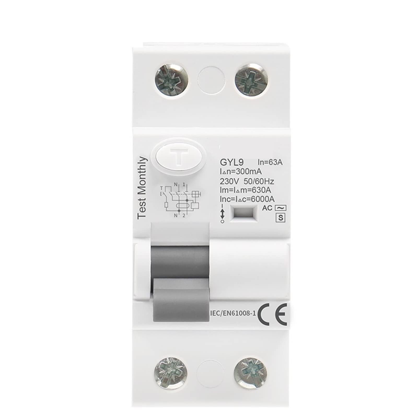 Automatyczny wyłącznik elektromagnetyczny typu GYL9 AC-S RCD RCCB ELCB 1 szt. (AC-S 2P 40A, 100mA)