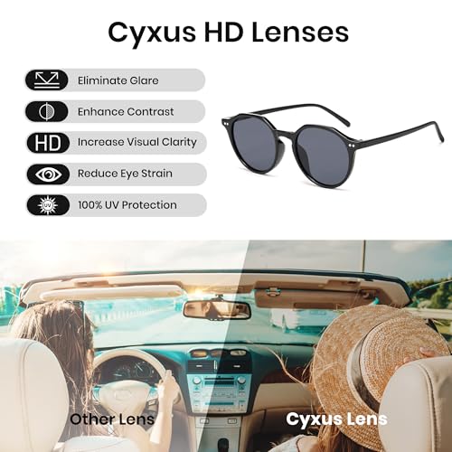 Cyxus Retro Sunglasses for Women, UV Protection Anti-Glare Trendy Sunglasses for Woman for Outdoor/Daily Use4