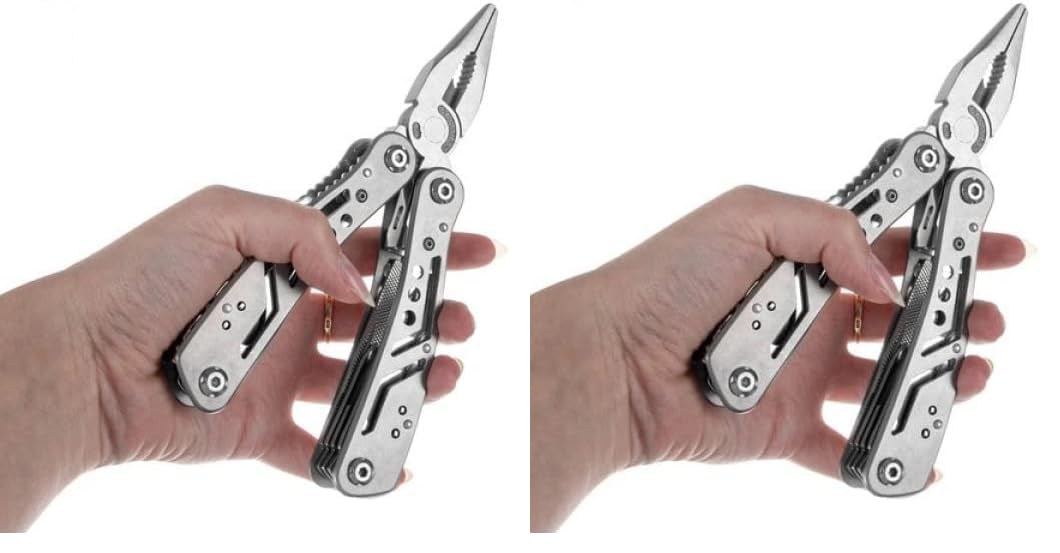 PARENCE.- Pince Multifonction 24 en1 - Outil Multifonction Avec 11 Embouts Tête de Tournevis - Pince/Couteau/Ouvre Bouteille/Tournevis/Ouvre boîte/Cutter ETC - Activité plein air, Randonnée (Lot de 2)